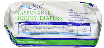ClearQuest Disposable Doggy Diapers, Super Absorbent Leak-Proof Pet Diapers - size: Large