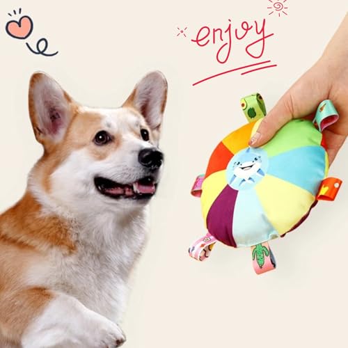 Stuffed Colorful Plush Flying Disc Dog Toy Soft Squeaky Aggressive Chewer Puppy Teething Chew Toy for Small Big Large Dogs (Shark)