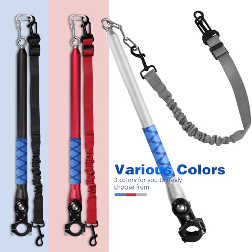 Bicycle Dog Leash for Riding, Hands Free 150° Rotating Built-in Shock Absorber Bike Retractable Leashes for Cycling, Elastic Nylon Adjusted Car Holder Seat Belt Rope (Silver) - color: Silver