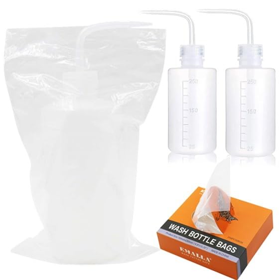 Yuelong Tattoo Wash Bottle with Bags Kit, 2Pcs 250ml Squeeze Washing Tools and 250pcs Tattoo Bottles Covers Water Squirt Bottle with Scale Labels for Medical Label Tattooing Supplies - size: 8.5 Ounces