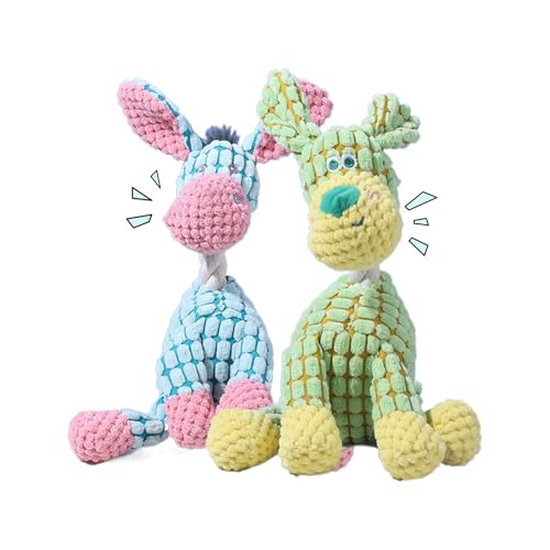 2025 New Dog Toys, Indestructible Plush Dog Toy, Dogs Toys for Aggressive Chewers, Dogs Squeaky Chew Toy for Indoor Pups Teething (Green+Blue) - color: Green+Blue