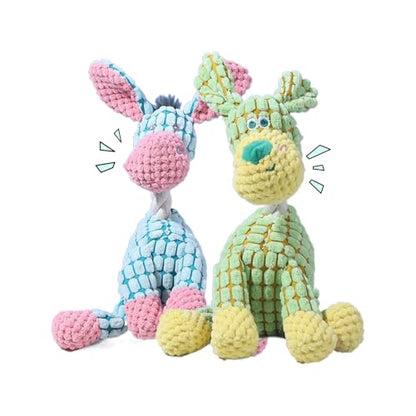 2025 New Dog Toys, Indestructible Plush Dog Toy, Dogs Toys for Aggressive Chewers, Dogs Squeaky Chew Toy for Indoor Pups Teething (Green+Blue) - color: Green+Blue