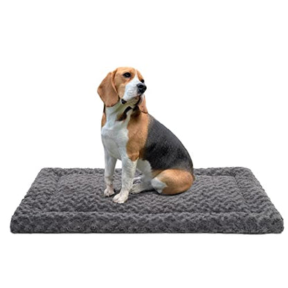 Washable Dog Bed Mat Ultra Soft Dog Crate Pad Comfy Fluffy Pet Kennel Beds Sleeping Mattress for Large Jumbo Medium Small Dogs, 36 x 23 Inch, Gray - color: Grey, size: 36.00" x 23.00" x 1.50"