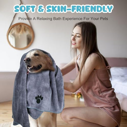 WOUSEDO Microfiber Dog Towels for Drying Dogs,40'' X 23.6'', Super Absorbent and Soft Pet Grooming Towel, Perfect Shower & Bath Supplies for Dogs(6-Pack Grey) - color: Grey 6-pack
