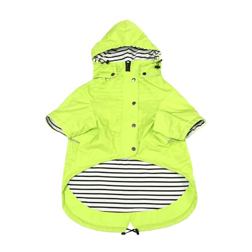Morezi Dog Zip Up Raincoat with Reflective Buttons, Rain/Water Resistant, Adjustable Drawstring, Removable Hood, Raincoats with Legs 8lbs to 80lbs Available Light Green XS - color: Light Green, size: X-Small