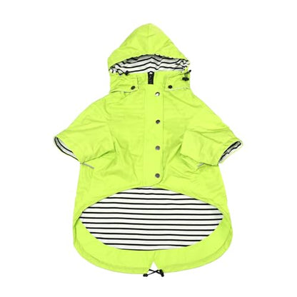 Morezi Dog Zip Up Raincoat with Reflective Buttons, Rain/Water Resistant, Adjustable Drawstring, Removable Hood, Raincoats with Legs 8lbs to 80lbs Available Light Green XS - color: Light Green, size: X-Small