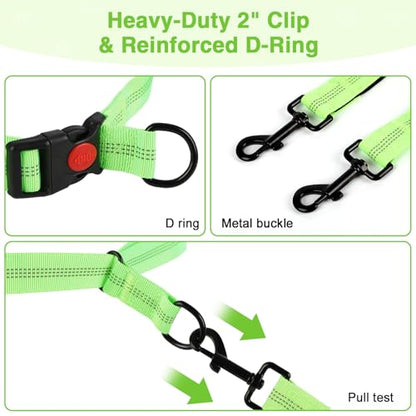 Hands Free Dog Leash with Zipper Pouch, Dual Padded Handles, Shock Absorbing Bungee Leash for Small Medium Large Dogs, Ideal for Walking Jogging Running Hiking (Green) - color: Green