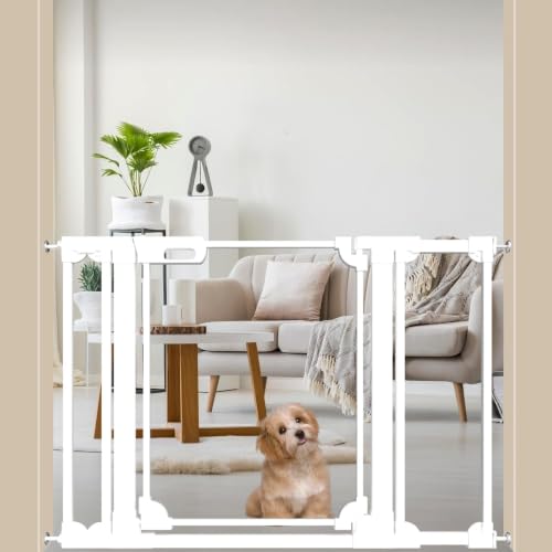 WAOWAO Clear Baby Gate for Stairs Modern Design Acrylic Auto Close Pet Gate, 29.52-47.24" Wide Safety Baby Gate for Doorways,White Clear Dog Gates Indoor, Hallways,Kitchen - color: White, size: 29.52-47.24"