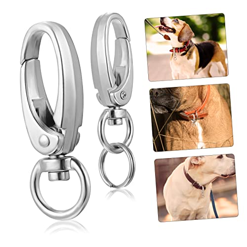 INOOMP 1set Dog Tag Clips Lobster Buckles with Dog Tag Clips and Easy to Install Lightweight for Pet Collars and Leashes