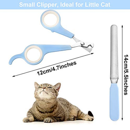 Mudder 4 Pieces Dog Nail Clippers Kit Dog Cat Pets Nail Clippers and Trimmers with Safety Guard to Avoid Over Cutting for Large Small Animals Pet Grooming (Blue and White)