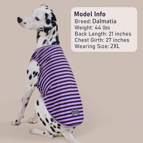 KYEESE 2Pack Dog Shirt, Soft Striped Dogs T Shirts, Lightweight Doggie Tank Top Cat Clothes, Sleeveless Dog Shirt for Small Dogs, Stretchy Pet Vest, Purple, Medium - color: 03# 2Pack (Purple+Purple Striped), size: Medium (7-13lbs)