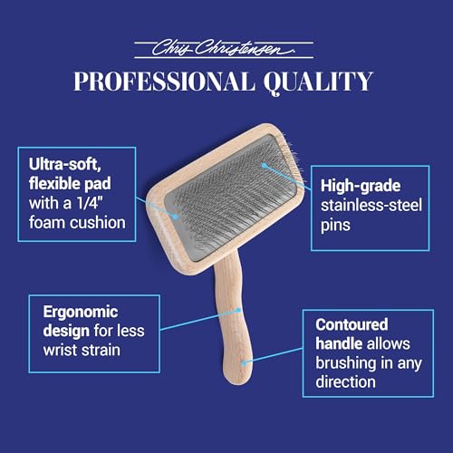 Chris Christensen Mark III Slicker Brush for Dogs, 12mm Pins, Groom Like a Pro, Handcrafted Lightweight Beechwood Ergonomic Handle, Stainless Steel Pins, A5III Medium. Made in Germany. - size: Mark III Medium