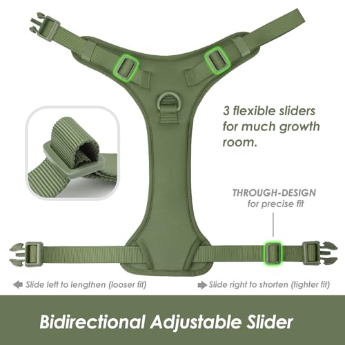 No Pull Dog Harness, Puppy Vest with Front Clip for Small Medium Large Sized Dog (Misty Green,M) - color: Misty Green, size: M(Neck:18.5-25.6", Chest:20.9-30.7")
