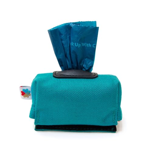 Dog Poop Bag Holder for Leashes, Cat Waste Bag Dispenser, 1000D Nylon, Attach to Cat Leash, Poop Bag Dispenser, Fits Standard Dog Poop Bags - Wildebeest (Turquoise) - color: Turquoise
