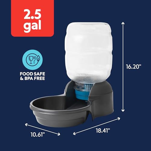 Petmate® Replendish® Automatic Dog Water Dispenser Gravity Pet Waterer with Microban Antimicrobial Protection, 100% BPA Free - 2.5 Gallon, Wide Mouth Bowl, with 2 Extra Filters - size: Medium