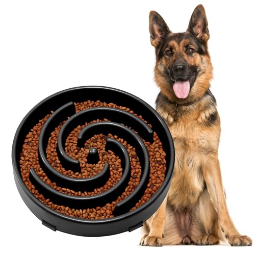JASGOOD Slow Feeder Dogs Bowl for Large Medium Dogs,Anti-Gulping Pet Slower Food Feeding Bowls Stop Bloat,Preventing Choking - color: A-Black