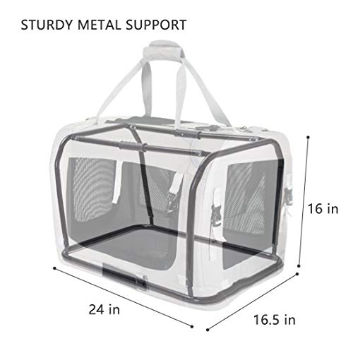 Extra Large Cat Carrier Soft Sided, Portable Small Dog Carrier for 2 Cats, 24"x16.5"x16" Car Travel Folding Comfortable Design with Bowl, Blue - color: Blue