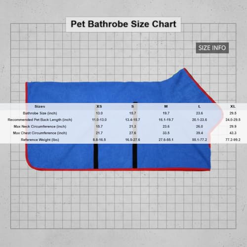 Dog Bathrobe Super Absorbent Quick Dry Microfiber Pet Drying Towel Adjustable Straps XS-XL (Blue,Large (53-77 lbs)) - color: Blue, size: Large (53-77 lbs)