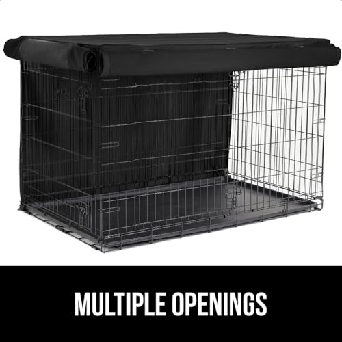 GORILLA GRIP Dog Crate Covers Compatible with Amazon Basics Dog Crates, All Sides Open, Privacy Cover Fits 48" Wire Kennel, Breathable Mesh Windows, Light Reducing Puppy Training Cage Topper, Black - color: Black, size: 48" X 30" X 33"