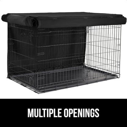 GORILLA GRIP Dog Crate Covers Compatible with Amazon Basics Dog Crates, All Sides Open, Privacy Cover Fits 48" Wire Kennel, Breathable Mesh Windows, Light Reducing Puppy Training Cage Topper, Black - color: Black, size: 48" X 30" X 33"