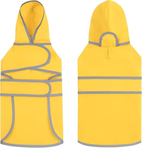 Dog Raincoat for Small Dogs Puppies Waterproof Jacket Hooded Rain Coats with Reflective Strips Leash Hole & Poncho Adjustable Fit (Yellow,XS) - color: B.Yellow, size: X-Small