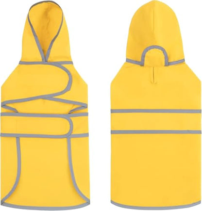 Dog Raincoat for Small Dogs Puppies Waterproof Jacket Hooded Rain Coats with Reflective Strips Leash Hole & Poncho Adjustable Fit (Yellow,XS) - color: B.Yellow, size: X-Small