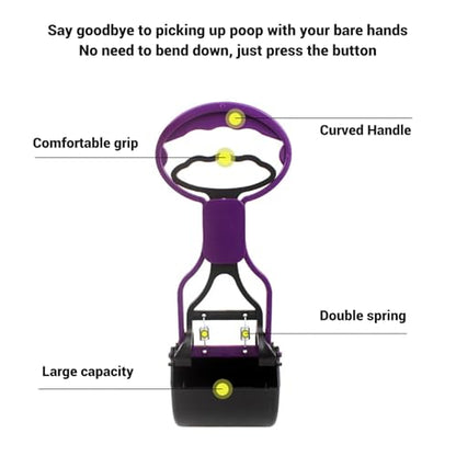 Buachois Long Handle Dog Poop Scooper,Multifunctional Portable Pet Pooper Scooper,Dog Poop Pick Up Tool Ergonomic Pooper Scooper for Yard, Grass, Dirt, Gravel