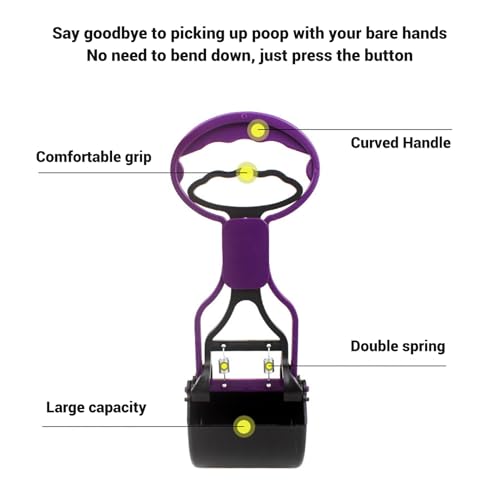 17.7in Large Pooper Scooper, Long Handle Dog Poop Scooper Pet Waste Cleanup Tool for Medium Large Dogs Grass Gravel Pick Up