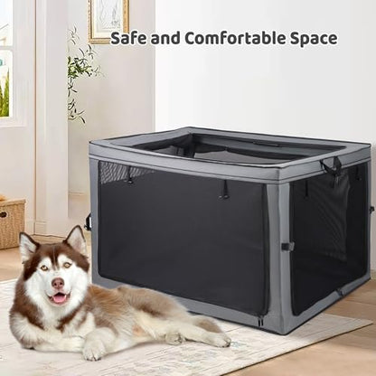 Portable Dog Crate Soft Dog Crate 22",30",36",42" Foldable Basic Dog Crates Easy Set-up, Light, Sturdy, Comfy，Collapsible Crate for Home and Travel (42Inch) - size: 42.0"L x 31.0"W x 31.0"H