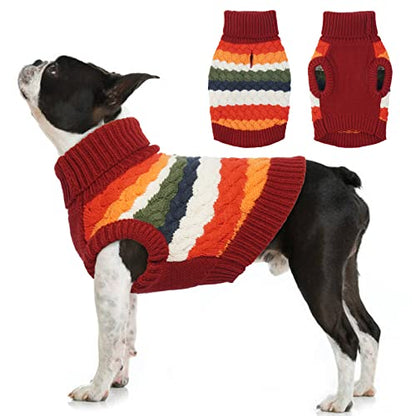 Kuoser Dog Sweater, Large Sweaters for Dogs Doggy Turtleneck Christmas Thanksgiving Outfit, Thick Warm Knitted Dog Winter Vest Puppy Fall Sweater, Pet Cold Weather Sweatshirt Warm Clothes, Red L - color: Red, size: Large (Chest: 18.9''; Weight: 13 - 16LB)
