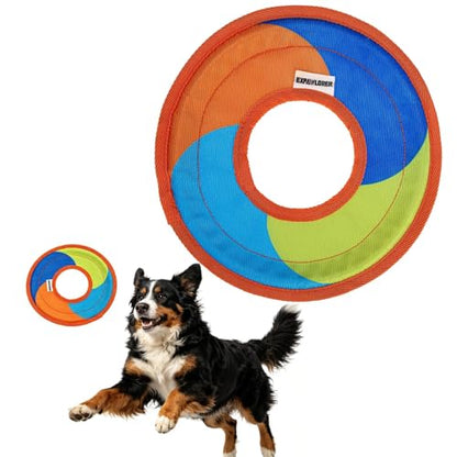 EXPAWLORER Flying Disc Dog Toy, Durable Outdoor Interactive Fetch Flyer, Lightweight Water-Floating Pet Toys, Safe Gentle on Teeth for Medium Large Breeds, Perfect for Beach Pool Play & Training
