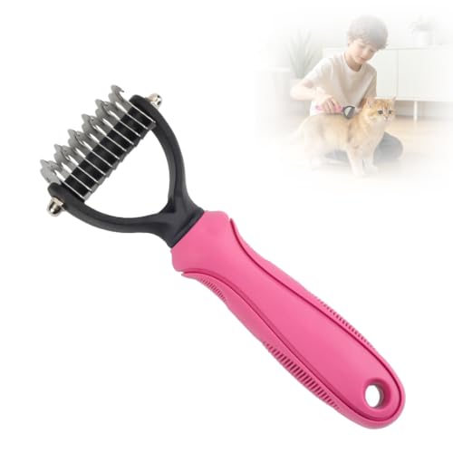 Double-Sided Pet Grooming Tool for Dogs & Cats, Undercoat Rake Pet Brush, Dematting Comb for Dogs and Cats, Multifunctional Dematting Too, Deshedding Grooming Brush for Long & Short Hair(Pink，S) - color: Pink, size: S
