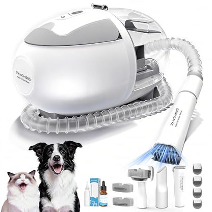 Dog Grooming Vacuum,Pet Grooming Vacuum with 2L Dust Cup & 13000Pa Suction, 6-in-1 Low Noise Pet Grooming Kit with Clipper & Steam Brush for Shedding, Professional Dog Vacuum for Dogs & Cats - color: Gray
