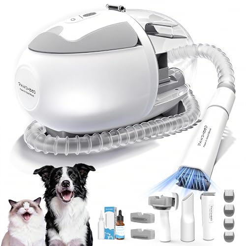 Dog Grooming Vacuum,Pet Grooming Vacuum with 2L Dust Cup & 13000Pa Suction, 6-in-1 Low Noise Pet Grooming Kit with Clipper & Steam Brush for Shedding, Professional Dog Vacuum for Dogs & Cats - color: Gray