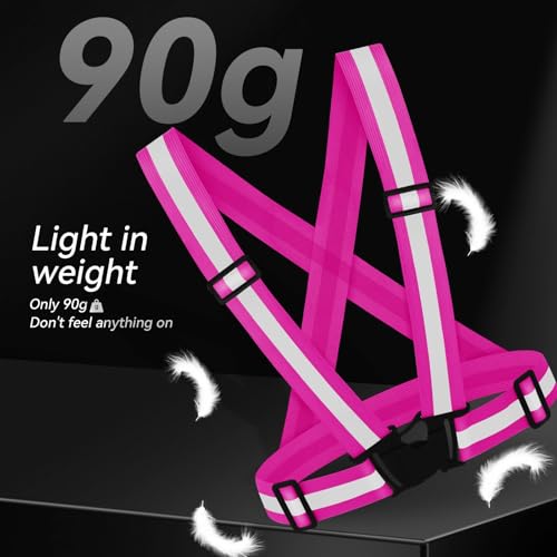 Reflective Vest Running Gear,High Visibility Adjustable Safety Vest for Outdoor Motorcycle,Dog Walking,Night Running,Hiking - color: Rose Red X3