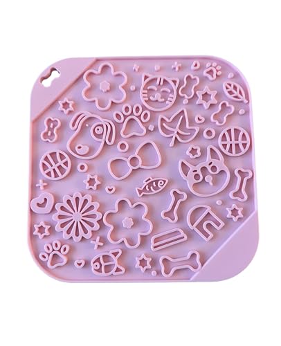 Lick Mat for Cats and Dogs, Pet Enrichment Cute Lick Mats with Suction Cups for Dog Anxiety Relief, Cat Lick Pad Prevent Boredom, Dog Treat Mat for Bathing Grooming (Pink)