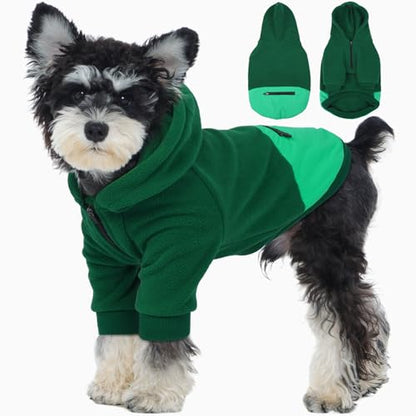 Nanaki Dog Hoodie for Small Dogs Male Female, Warm Sweatshirt Fleece Dog Sweater with Hood & Pocket- Long Sleeve,Adjustable Half-Zip, Fall Winter Spring, Puppy Chihuahua Pullover Coat Jacket Green,XS - color: Green, size: XS(Chest Girth: Less than 14.2")