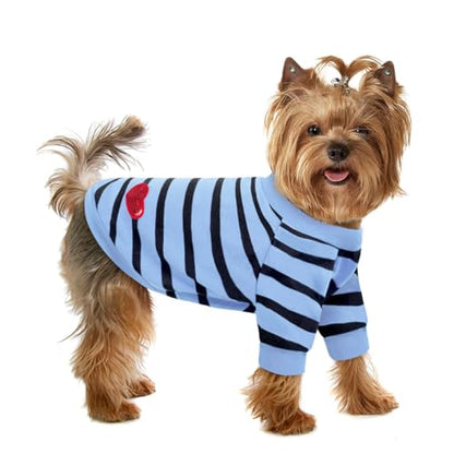 Pet Dog Striped T-Shirt Dogs Cats Cotton Vest Spring Summer Pet Apparel Tee Shirt Suitable for Small and Medium Large Pets French Bulldog Bichon - color: Blue, size: X-Small