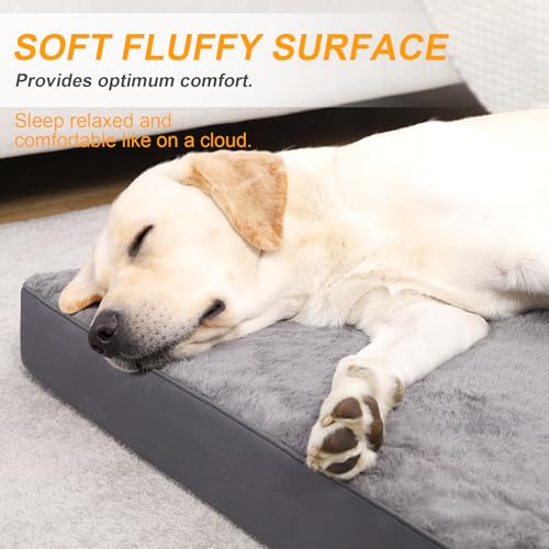 KSIIA Orthopedic Dog Crate Bed - Waterproof, Washable Dog Bed with Egg Crate Foam & Removable Cover, 35 x 22 Inch, Dark Gray - color: Dark Grey, size: 35.0"L x 22.0"W x 3.0"Th