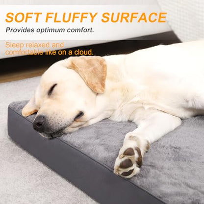 KSIIA Orthopedic Dog Crate Bed - Waterproof, Washable Dog Bed with Egg Crate Foam & Removable Cover, 35 x 22 Inch, Dark Gray - color: Dark Grey, size: 35.0"L x 22.0"W x 3.0"Th