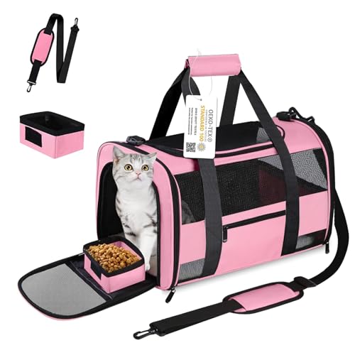 20" Large Cat Carrier Soft Side Dog Carrier Pet Carrier for Medium Small Dogs Cats Collapsible Soft Sided Pet Carrier for Cats Dogs Puppy of 25 lbs, Pink - color: Pink, size: 【Large】20”L x 13”W x 13”H