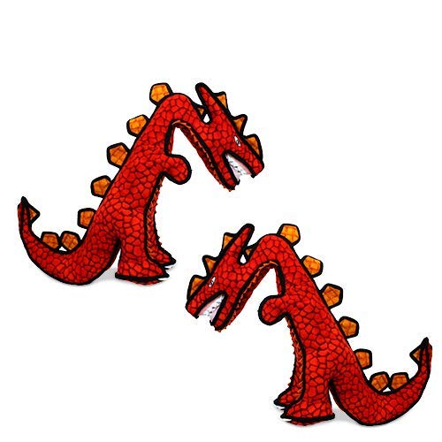 TUFFY® - 2 Pack Original : Destructosaurus Dog Toys : Ultra Durable Plush Toy with Multiple Layers & Reinforced Seams, Washable and Floats, Original Construction - color: 2PK Red Destructosaurus Dinosaur