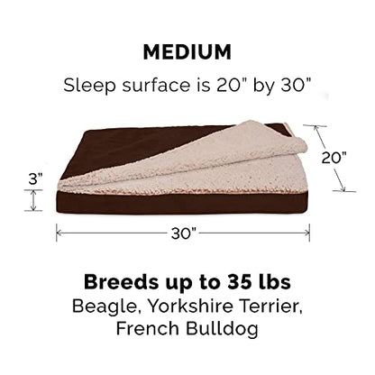 Furhaven Replacement Dog Bed Cover Berber & Suede Blanket Top Mattress, Machine Washable - Espresso, Medium - color: Blanket Top - Berber & Suede (Espresso), size: Medium