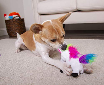 goDog (2 Count) Magical Creatures Unicorn Squeaky Plush Dog Toy, Chew Guard Technology - Blue/White, Small - size: Small, style: Unicorns, 2-Pack