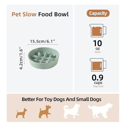 Havniva Ceramic Slow Feeder Dog Bowls, 0.9 Cups Dog Bowl Slow Feeding for Small Breed, 6.1inch Puzzle Dog Food Bowl Slow Feeder Non-Slip Anti-Gulping and Anti-Choking Reduces Bloating - color: 1 x Light Green-C, size: 6.1inch