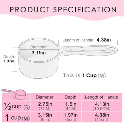 Super Design 1 Cup Dog Food Scoop for Container Melamine Measuring Scoop for Dogs Cats Birds and Rabbits Pet Food Feeding Scoop Dishwasher Safe - Baby Pink - color: Baby Pink 1 Cup