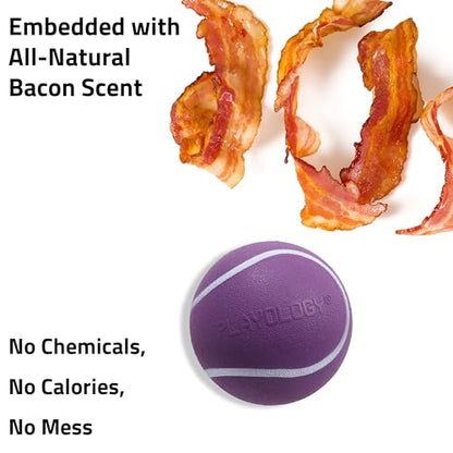 Playology Dog Toys | Squeaky Chew Ball for Large Dogs | Bacon Scented Jumbo Dog Balls | Bouncy Floating Chew Toys for Fetch - size: Jumbo, style: Bacon