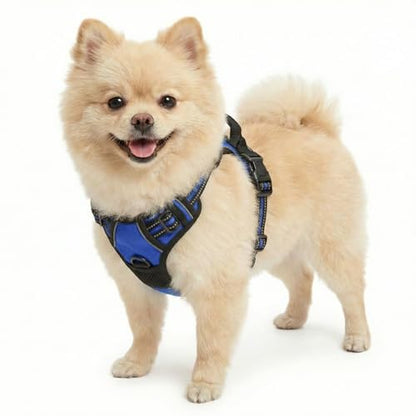 Funfox No Pull Dog Harness, Adjustable Pet Vest with Control Handle & Front Clip, Reflective Design for Small Medium Large XL Dogs, Blue S - color: Blue, size: S
