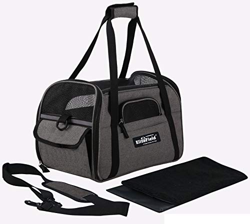 EliteField Soft Pet Carrier (3 Year Warranty, Airline Approved) Soft Sided Dog Puppy Cat Carrier Travel Bag (X-Large: 21" L x 12" W x 13" H, Charcoal Gray) - color: Charcoal Gray, size: 21.0"L x 12.0"W x 13.0"H