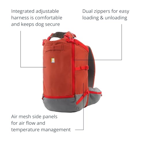 Ruffwear, Hitch Hiker Dog Backpack Carrier, Hands-Free Dog Carrier Backpack with Breathable Mesh, EVA Foam Padding, Durable Polyester, Lightweight Design for Small Dogs, Red Clay, XX-Small - color: Red Clay, size: XX-Small